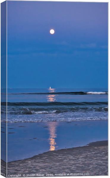 Moonlight Sail 3 - Ogunquit Beach - Maine Canvas Print by Steven Ralser