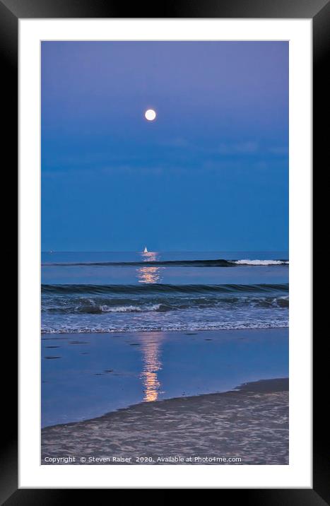 Moonlight Sail 3 - Ogunquit Beach - Maine Framed Mounted Print by Steven Ralser