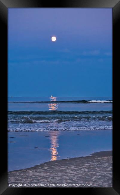 Moonlight Sail 3 - Ogunquit Beach - Maine Framed Print by Steven Ralser