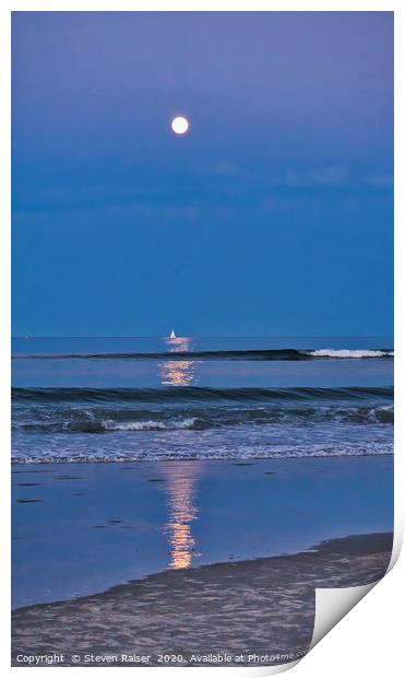 Moonlight Sail 3 - Ogunquit Beach - Maine Print by Steven Ralser