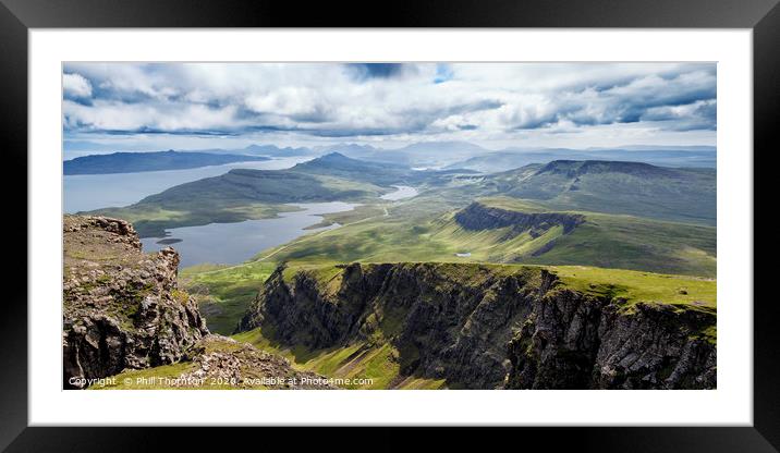 View south from the summit of the Storr, Skye. Framed Mounted Print by Phill Thornton