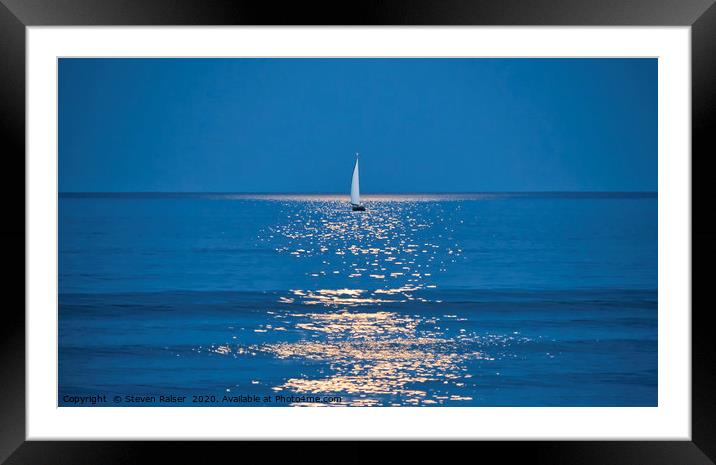 Moonlight Sail 2 - Ogunquit Beach - Maine Framed Mounted Print by Steven Ralser