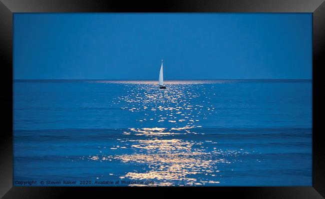Moonlight Sail 2 - Ogunquit Beach - Maine Framed Print by Steven Ralser