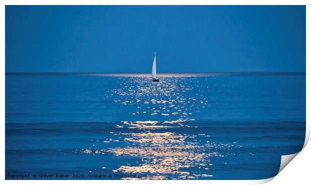 Moonlight Sail 2 - Ogunquit Beach - Maine Print by Steven Ralser