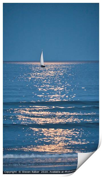 Moonlight Sail - Ogunquit Beach - Maine Print by Steven Ralser