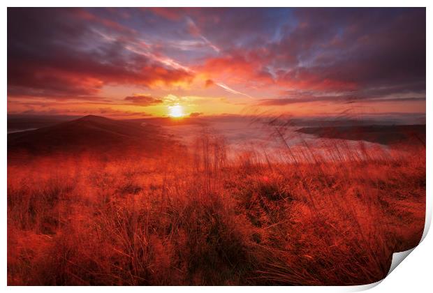 Red Blast of Light; Hope Valley Sunrise. Print by John Finney