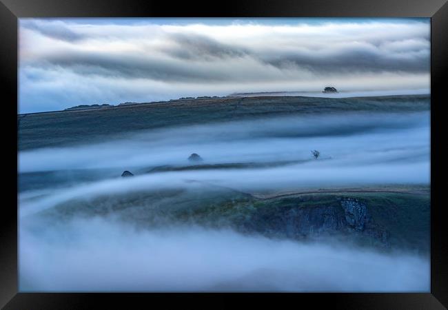 Winnats Pass misty dawn Framed Print by John Finney