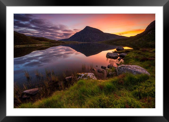 Llyn Idwal with the Pen yr Ole Wen in the mirror r Framed Mounted Print by J.Tom L.Photography