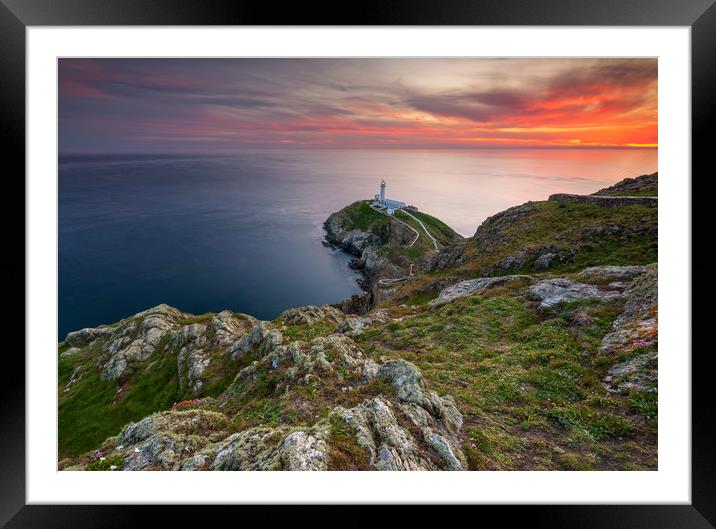 South Stack Lighthouse at Spring sunset  Framed Mounted Print by J.Tom L.Photography