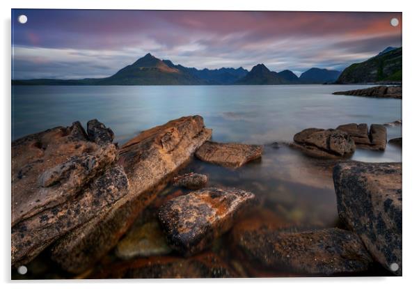 Cuillin Mountains sunrise. Acrylic by J.Tom L.Photography