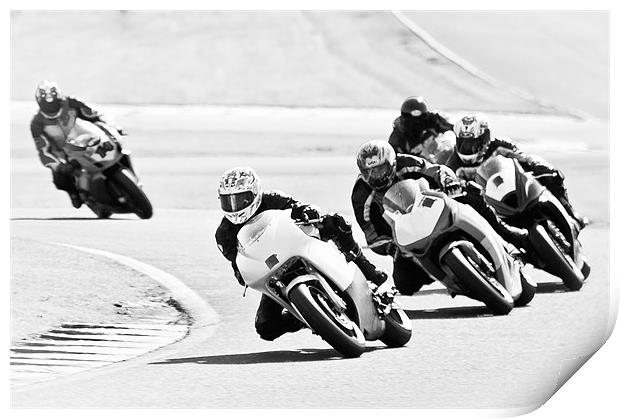 Motorcycles at Oulton Park Circuit Print by Jeni Harney