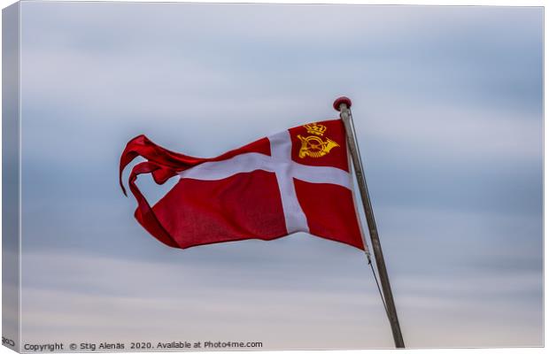 Denmark Royal Post Flag  against the soft sky in t Canvas Print by Stig Alenäs