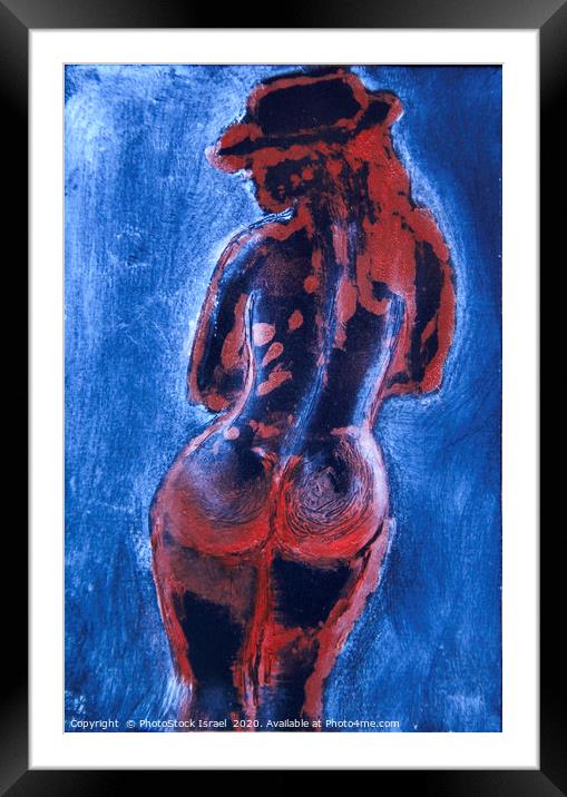 painting of a nude woman with blue background  Framed Mounted Print by PhotoStock Israel