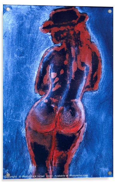 painting of a nude woman with blue background  Acrylic by PhotoStock Israel