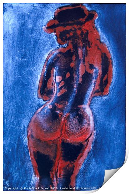 painting of a nude woman with blue background  Print by PhotoStock Israel