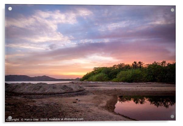 Tropical sunset, Tambor beach Costa Rica Acrylic by Marco Diaz