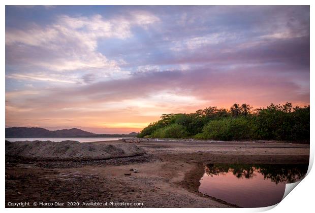 Tropical sunset, Tambor beach Costa Rica Print by Marco Diaz