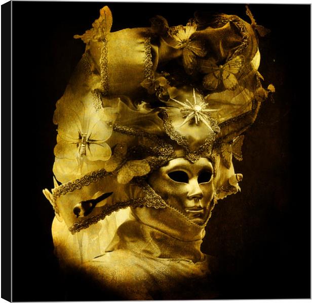 Venice carnival, baroque golden Venetian mask with Canvas Print by Luisa Vallon Fumi