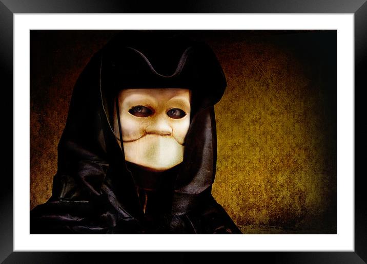 Venice carnival, portrait of a man with traditiona Framed Mounted Print by Luisa Vallon Fumi