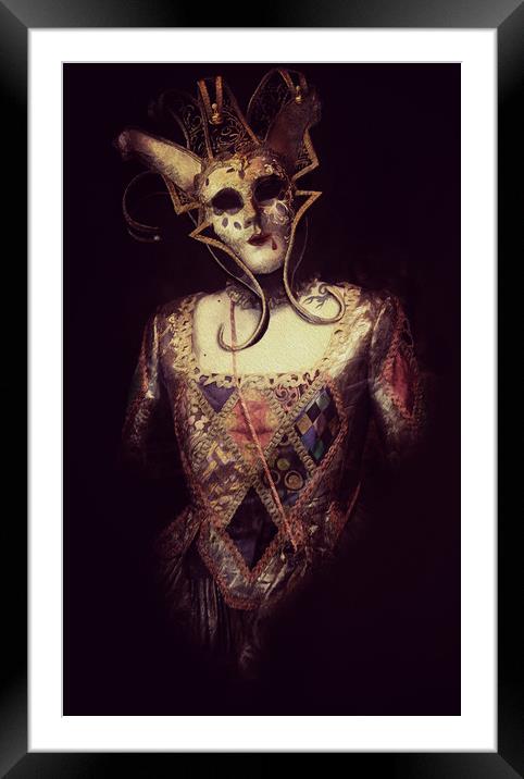 Venice carnival, spooky Baroque vampire Venetian m Framed Mounted Print by Luisa Vallon Fumi