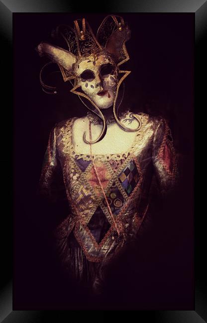 Venice carnival, spooky Baroque vampire Venetian m Framed Print by Luisa Vallon Fumi