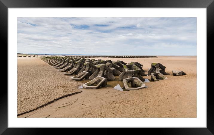 Sea defences on Wallasey beach Framed Mounted Print by Jason Wells