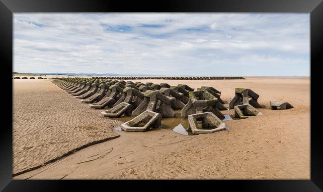Sea defences on Wallasey beach Framed Print by Jason Wells