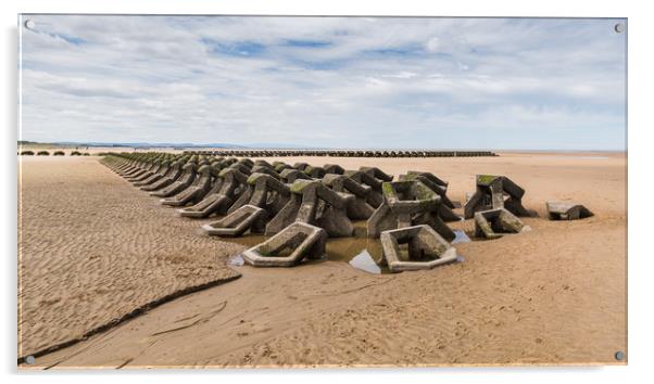 Sea defences on Wallasey beach Acrylic by Jason Wells