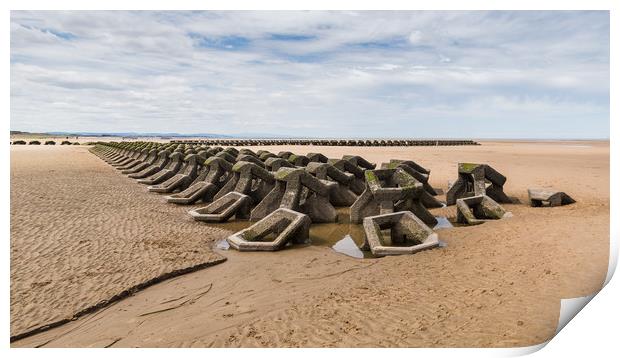 Sea defences on Wallasey beach Print by Jason Wells
