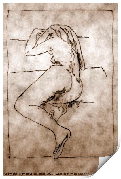 sketch of a nude woman lying  Print by PhotoStock Israel