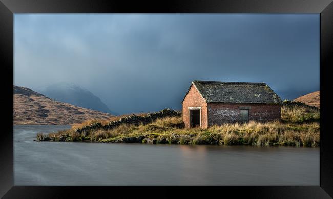 Boat House at Loch Arklet Framed Print by George Robertson