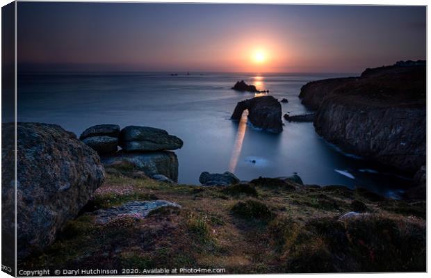 Follow the light. Enys Dodnan, Lands End Cornwall Canvas Print by Daryl Peter Hutchinson