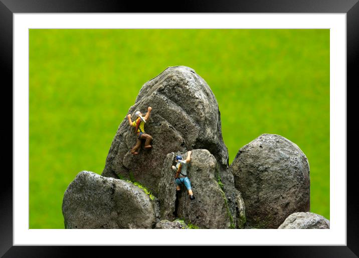 Climbers At Buffalo Tor Framed Mounted Print by Steve Purnell