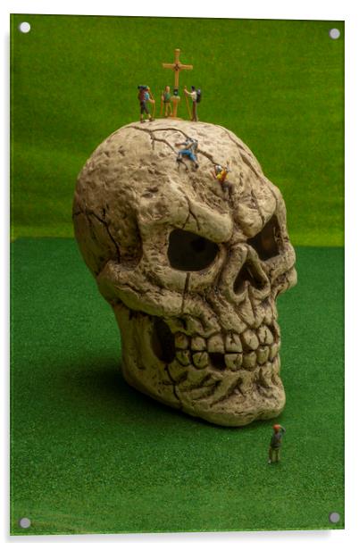 Climbing Skull Precipice Acrylic by Steve Purnell