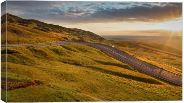 Sunset over the hairpin Canvas Print by Leighton Collins