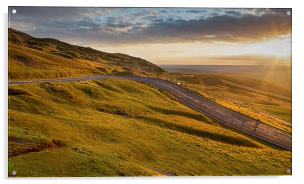 Sunset over the hairpin Acrylic by Leighton Collins