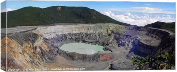 The crater and the lake of the Poas volcano in Cos Canvas Print by Marco Diaz