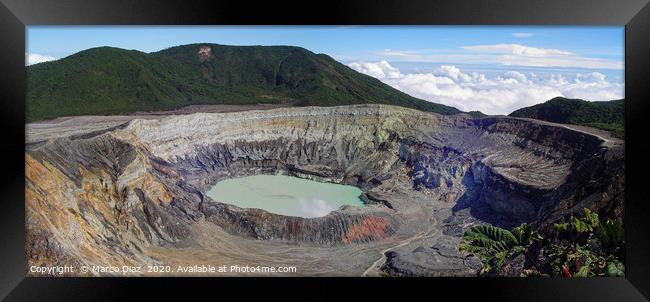 The crater and the lake of the Poas volcano in Cos Framed Print by Marco Diaz