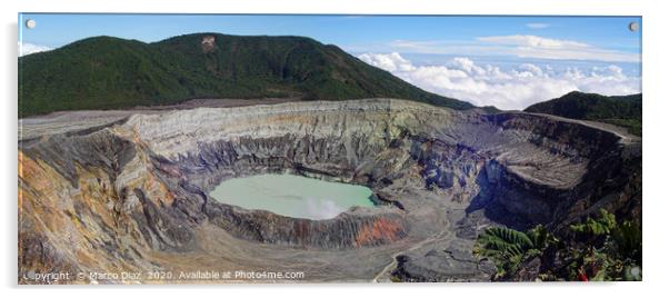 The crater and the lake of the Poas volcano in Cos Acrylic by Marco Diaz