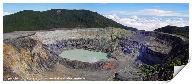 The crater and the lake of the Poas volcano in Cos Print by Marco Diaz