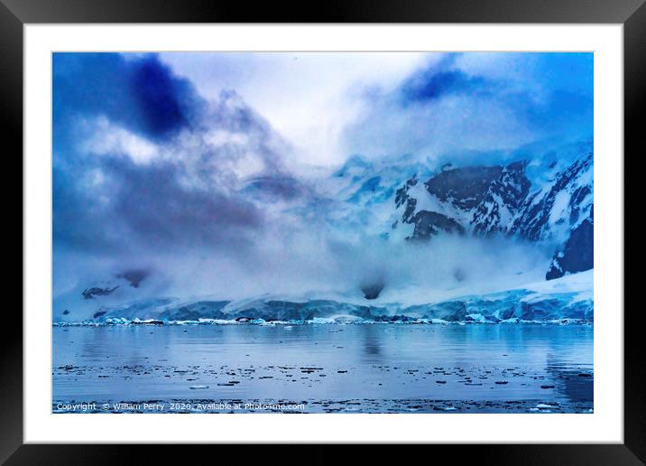 Blue Glacier Snow Mountains Paradise Bay Skintorp  Framed Mounted Print by William Perry