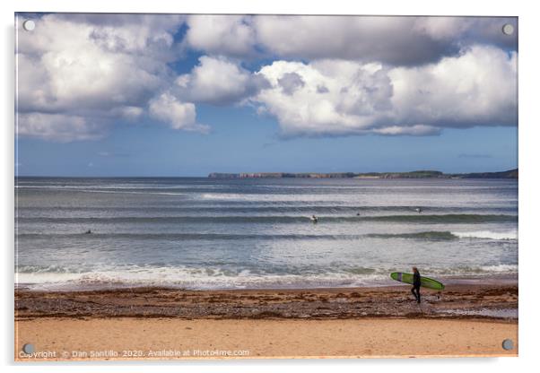 Surfer at Manorbier, Pembrokeshire Acrylic by Dan Santillo