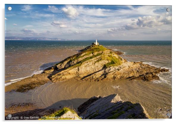 Mumbles Lighthouse, Wales Acrylic by Dan Santillo