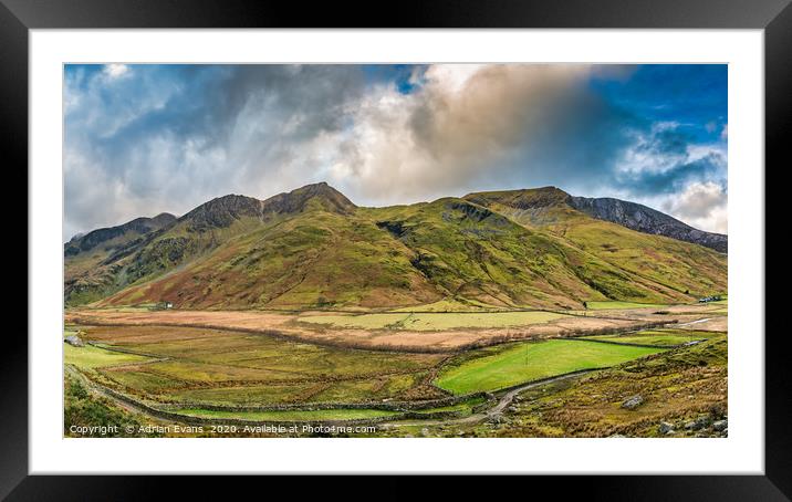Nant Ffrancon Pass Snowdonia Framed Mounted Print by Adrian Evans