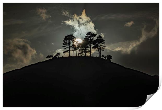 Colmer's Hill, Dorset, dusk, 29th September 2016 Print by Andrew Sharpe