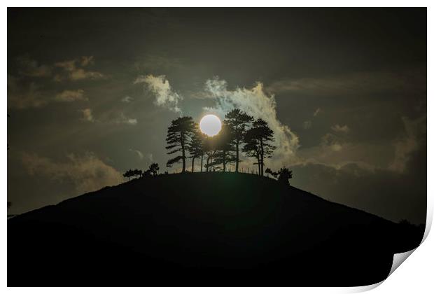 Colmer's Hill, Dorset, dusk, 29th September 2016 Print by Andrew Sharpe