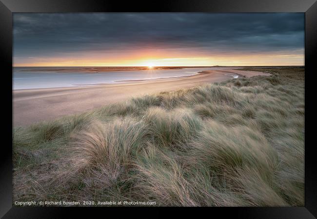 Brancaster Dune Sunrise Framed Print by Rick Bowden