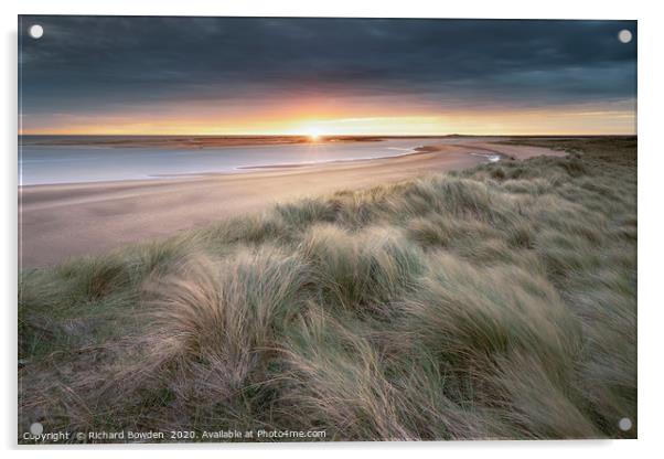 Brancaster Dune Sunrise Acrylic by Rick Bowden