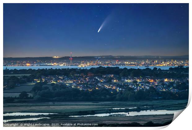 Neowise Comet Over Portsmouth Print by Wight Landscapes