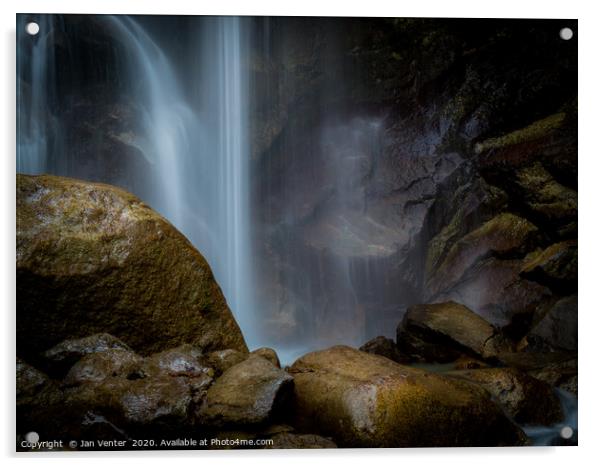 Waterfall landscape Acrylic by Jan Venter